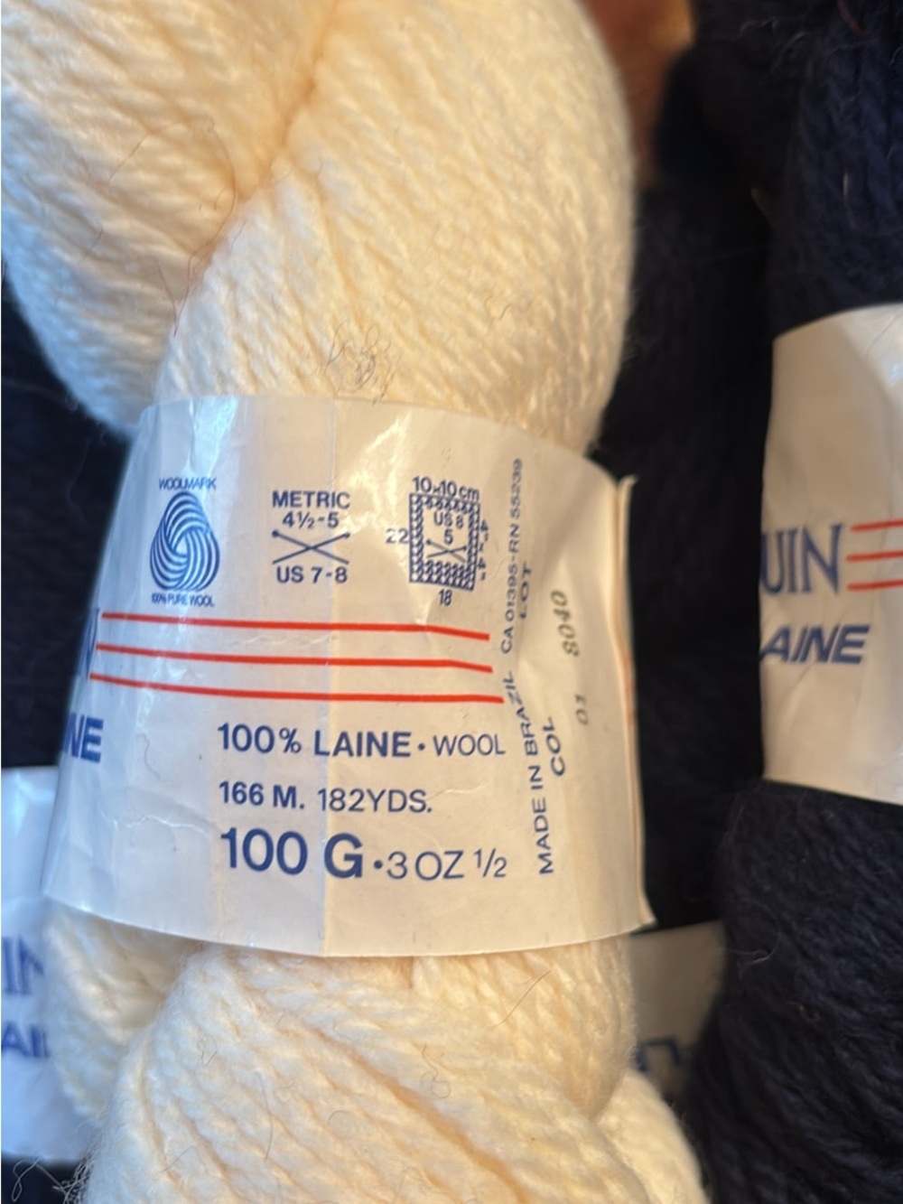 Pingouin Fleur de Laine Navy Wool Yarn - 100g Skeins - Picture 4 of 4